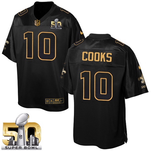 Men's Elite Brandin Cooks Nike Jersey Black - #10 Pro Line Gold Collection NFL New Orleans Saints